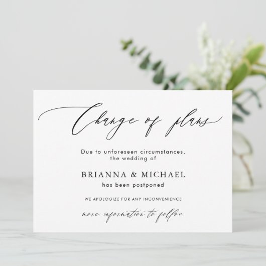 Modification des plans| Faire-part Mariage reporté (Debout devant)