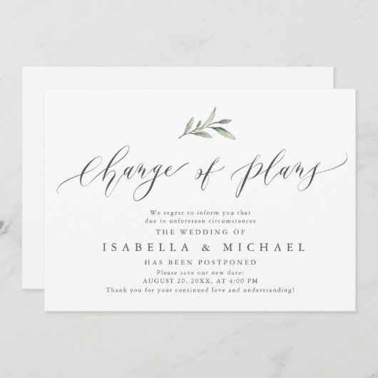 Modification Des Plans Reporté Faire-part Mariage (Devant / Derrière)