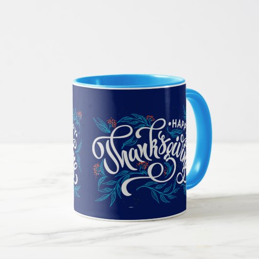 modificeerbare tekst over pompoen voor Thanksgivin Mok (Voorkant rechts)