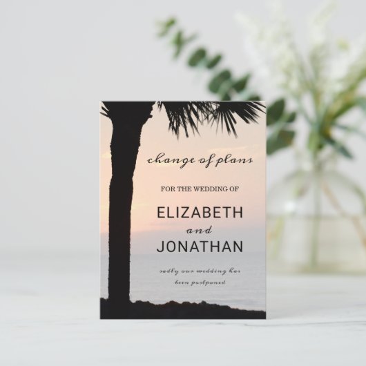 Modifier la carte postale Date Sunset Palm Tree Be (Debout devant)