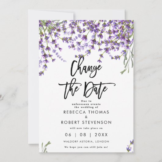 modifier la date du faire-part de mariage lavande (Devant)