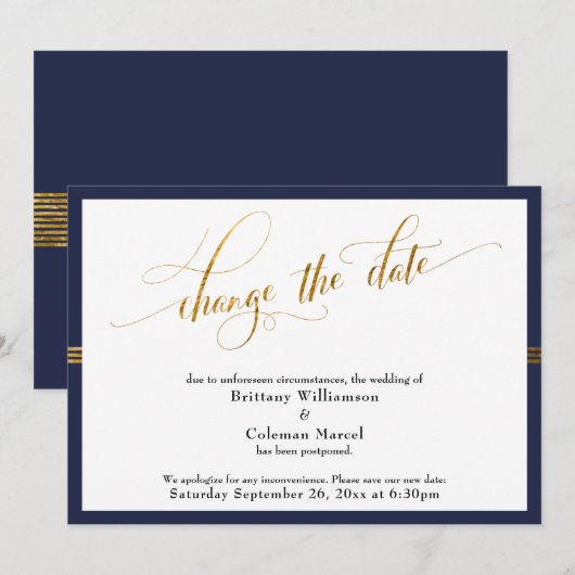 Modifier la date Elegant Navy avec la carte Gold S (Devant / Derrière)