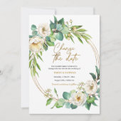 Modifier la date Gold and White floral Invitation (Devant)