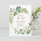 Modifier la date Gold and White floral Invitation (Debout devant)