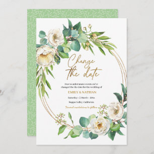 Modifier la date Gold and White floral Invitation