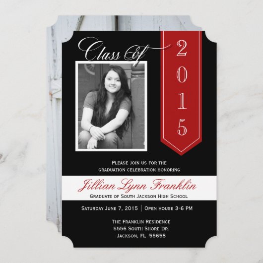 Modifier le Faire-part de graduation couleur ruban (Devant / Derrière)