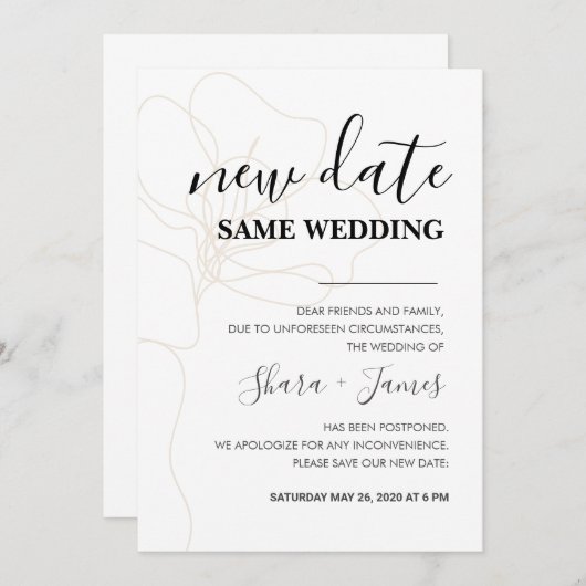 Modifier Le Faire-part de mariage Date (Devant / Derrière)