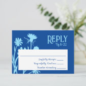 Modifier les couleurs de la carte RSVP Fleurs bleu (Debout devant)