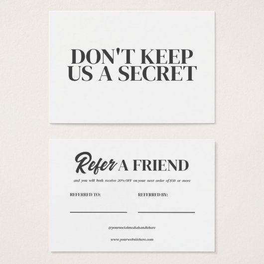 Modifier Référer Une Carte De Profil De Modèle Ami (Devant & derrière)