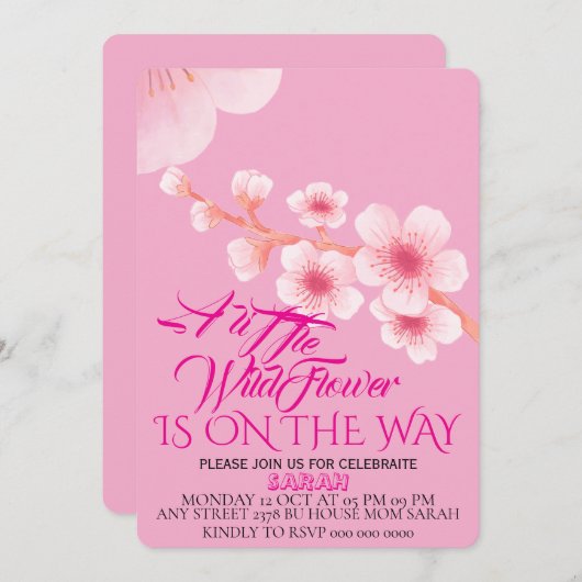 Modifier Une Petite Invitation Baby shower Fleur s (Devant / Derrière)