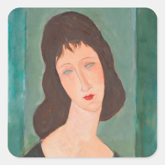 Modigliani Amedeo Portrait Vierkante Sticker (Voorkant)
