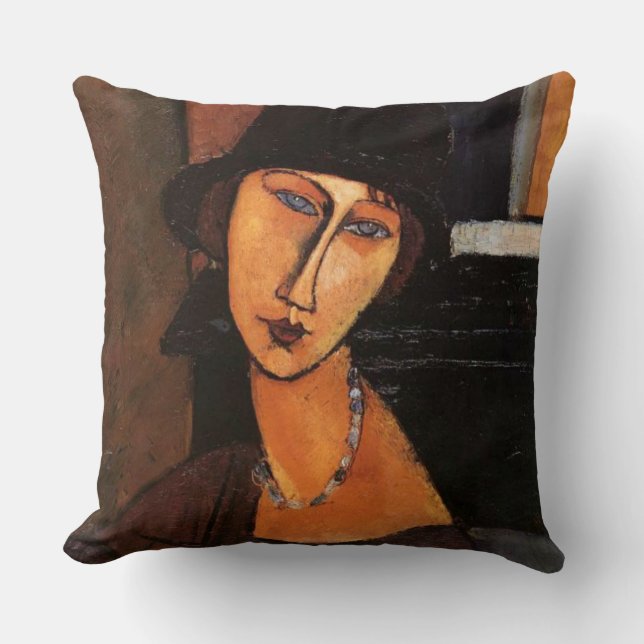 Modigliani - Portret van Jeanne Hebuterne Pillow Kussen (Voorkant)