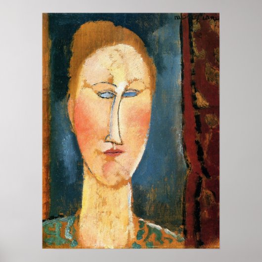Modigliani - Vrouwenhoofd met rood haar Poster (Voorkant)