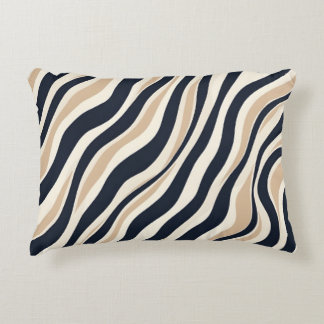 Modish Neutral Wavy Cream Charcoal Abstract Design Accent Kussen