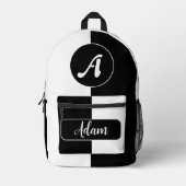 Modish Zwart-wit Kleur - Monogram Initiaal Naam Bedrukte Rugzak (Voorkant)