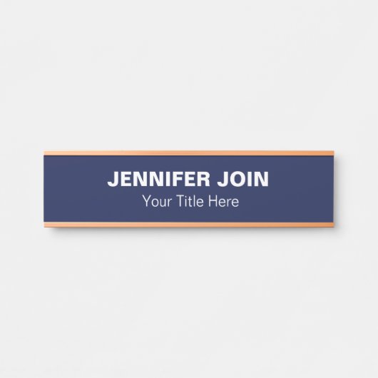 Modren Navy Blue blush Desk Name Bord Deurbordje (Voorkant)