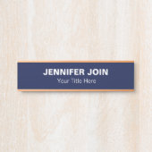 Modren Navy Blue blush Desk Name Bord Deurbordje (Voorkant)