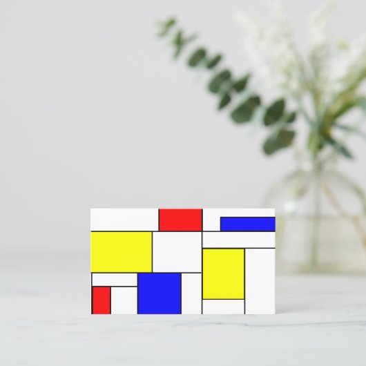 Modrian Modern Primary Colors Visitekaartje (Staand voorkant)