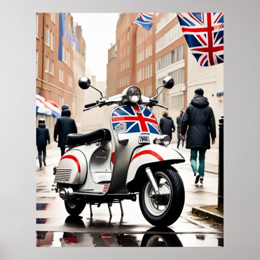 Mods Scooter, Union Jack, Brighton, Parka Poster (Voorkant)