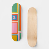 Modulair kleurig geometrisch patroon met Initiaal Skateboard (Voorkant)