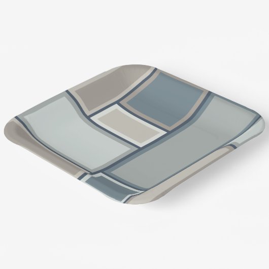 Modulair middelbaar modern geometrisch patroon papieren bordje (Gebogen)