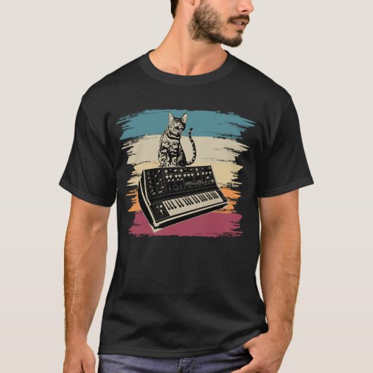 Modulair synthesizer Electronic Music Analog Cat T-shirt (Voorkant)