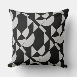 Modulaire Noir Echo Geometrisch Zwart Wit Katoen Kussen