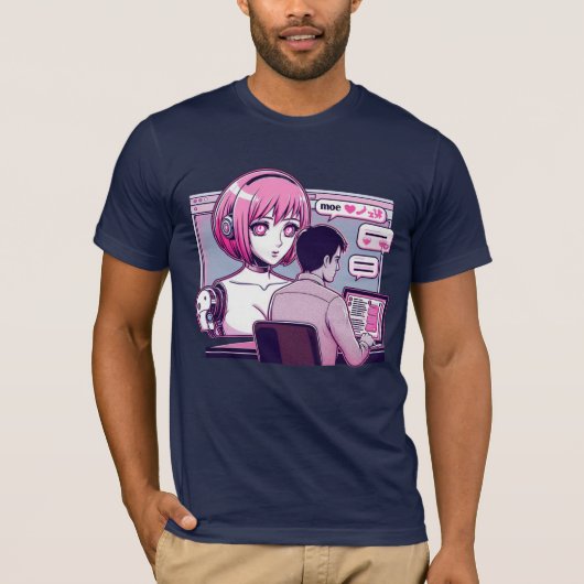 Moe 萌え I Love Chatbots AI Robots Futuristisch Ontw T-shirt (Voorkant)