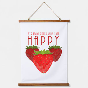 Moe aardbeien citaat ontwerp Kawaii fruit Hangend Wandkleed