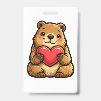 Moe Capybara met Hart Kawaii Capybara Speldje Badge