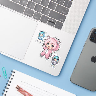 Moe Chibi Anime Kat Hoodie Meisje Vinyl Sticker
