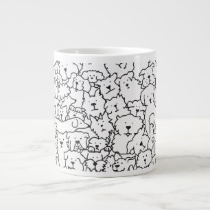 Moe design van een met de hand getekende hond extra grote beker