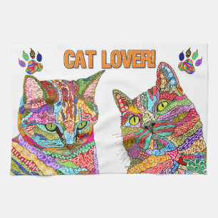 Moe en Kleurige Kattenliefhebber Keukenhanddoek