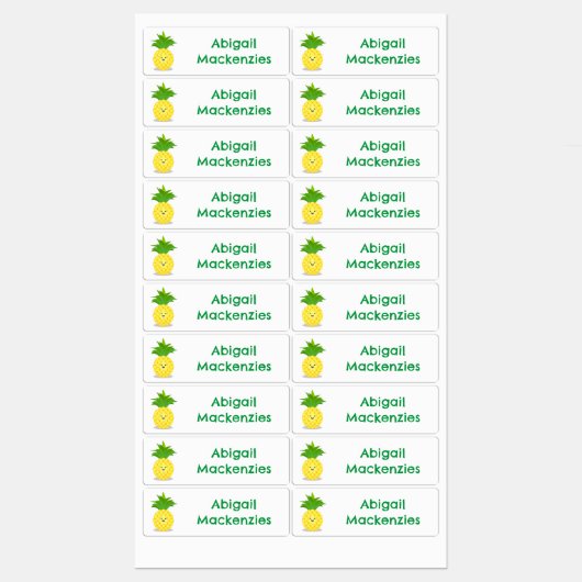 Moe fruit ananas cartoon gepersonaliseerd labels (Vel)