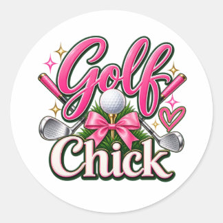 Moe golfkip roze golf liefhebber design ronde sticker