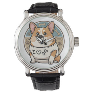 Moe horloge met Corgi-hond en botpatroon