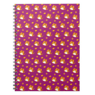 Moe Kat Cartoon Naadloos Patroon   Kawaii Oranje  Notitieboek