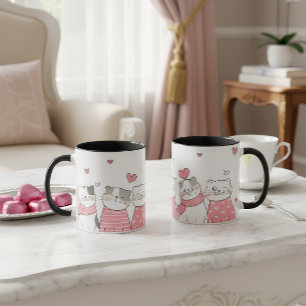 Moe kat liefde mok Adorable katten met harten koff