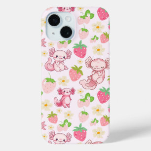 Moe Kawaii Axolotl & Aardbei Naadloos Patroon