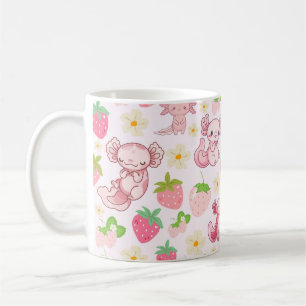 Moe Kawaii Axolotl & Aardbei Naadloos Patroon Koffiemok