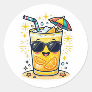 Moe Kawaii Cool Zomer Tropische Drank SungSticker Ronde Sticker