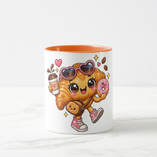 Moe Kawaii Croissant Donut Tweekleurige Mok