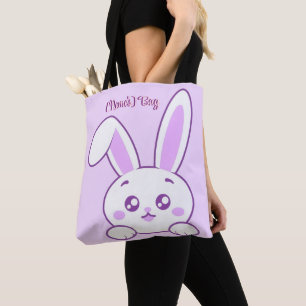 Moe Kawaii Pastel Paarse Kijkende Konijn Custom Draagtas