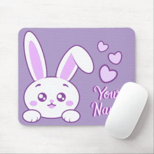 Moe Kawaii Pastel Paarse Spiekende Konijn Aangepas Muismat