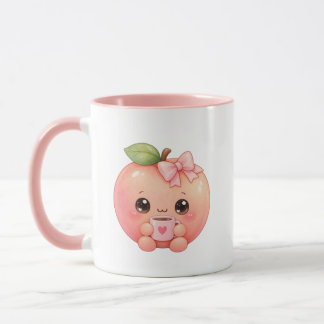 Moe kawaii perzik koffiemok met roze hartbeker mok