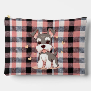 Moe Kawaii Schnauzer Hond Roze Buffalo Plaid Etui