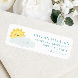 Moe kawaii zon en wolk witte retouradres etiket