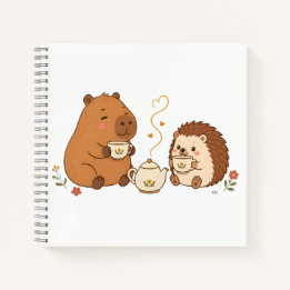 Moe notebook met capybara en egel thee drinkende v notitieboek