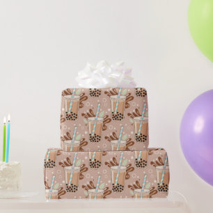 Moe patroon met bubbelthee cadeaupapier