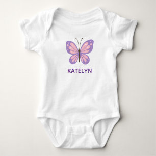 Moe Purper Roze Vlinder Persoonlijke Naam Baby Romper